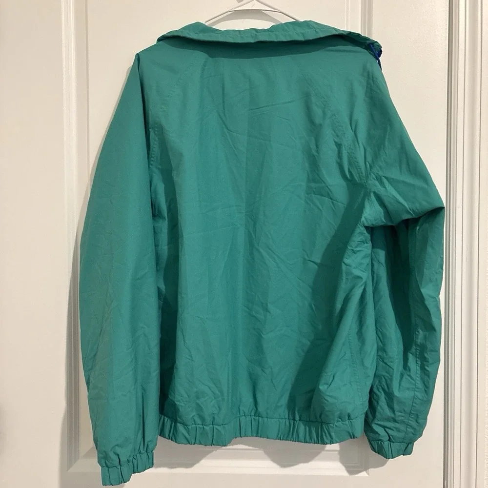 Lands End Windbreaker Jacket‎ L Vintage 90s Turquoise Zip Up